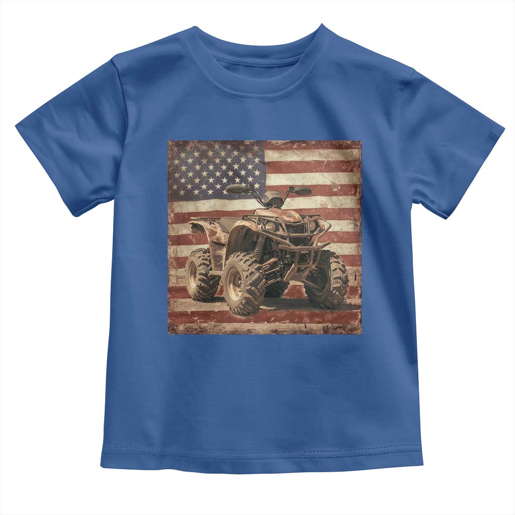 American Flag Quad 4 Wheeler Toddler T Shirt Vintage Retro Cool ATV Quadrider Off Road Clothing - Wonder Print Shop