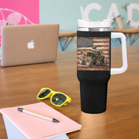 American Flag Quad 4 Wheeler Tumbler With Handle Vintage Retro Cool ATV Quadrider Off Road Clothing - Wonder Print Shop