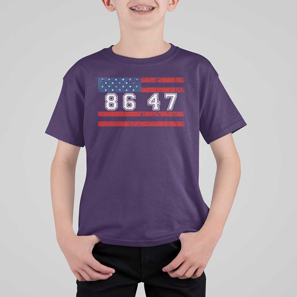 86 47 T Shirt For Kid Impeach 47th President US Flag 8647