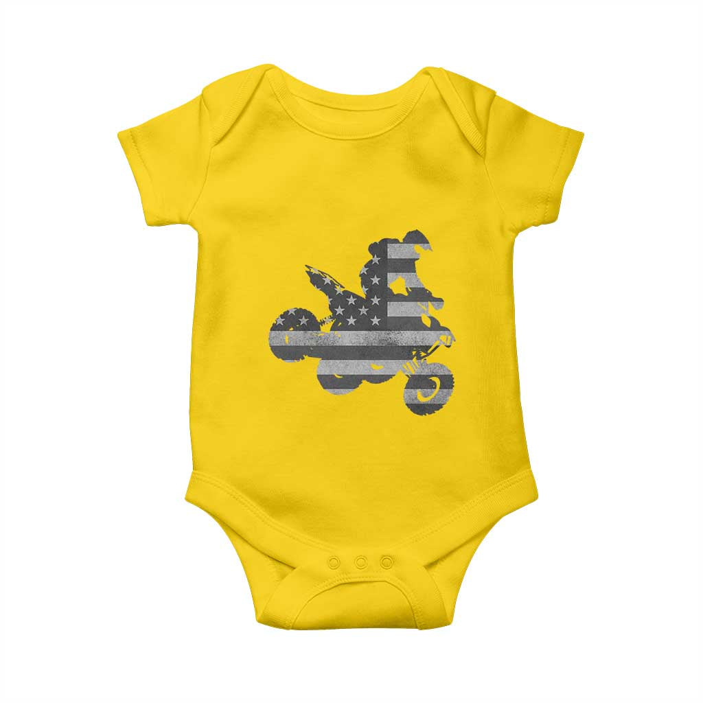 Cool ATV Baby Onesie Quad 4 Wheeler ATV Riding American Flag - Wonder Print Shop