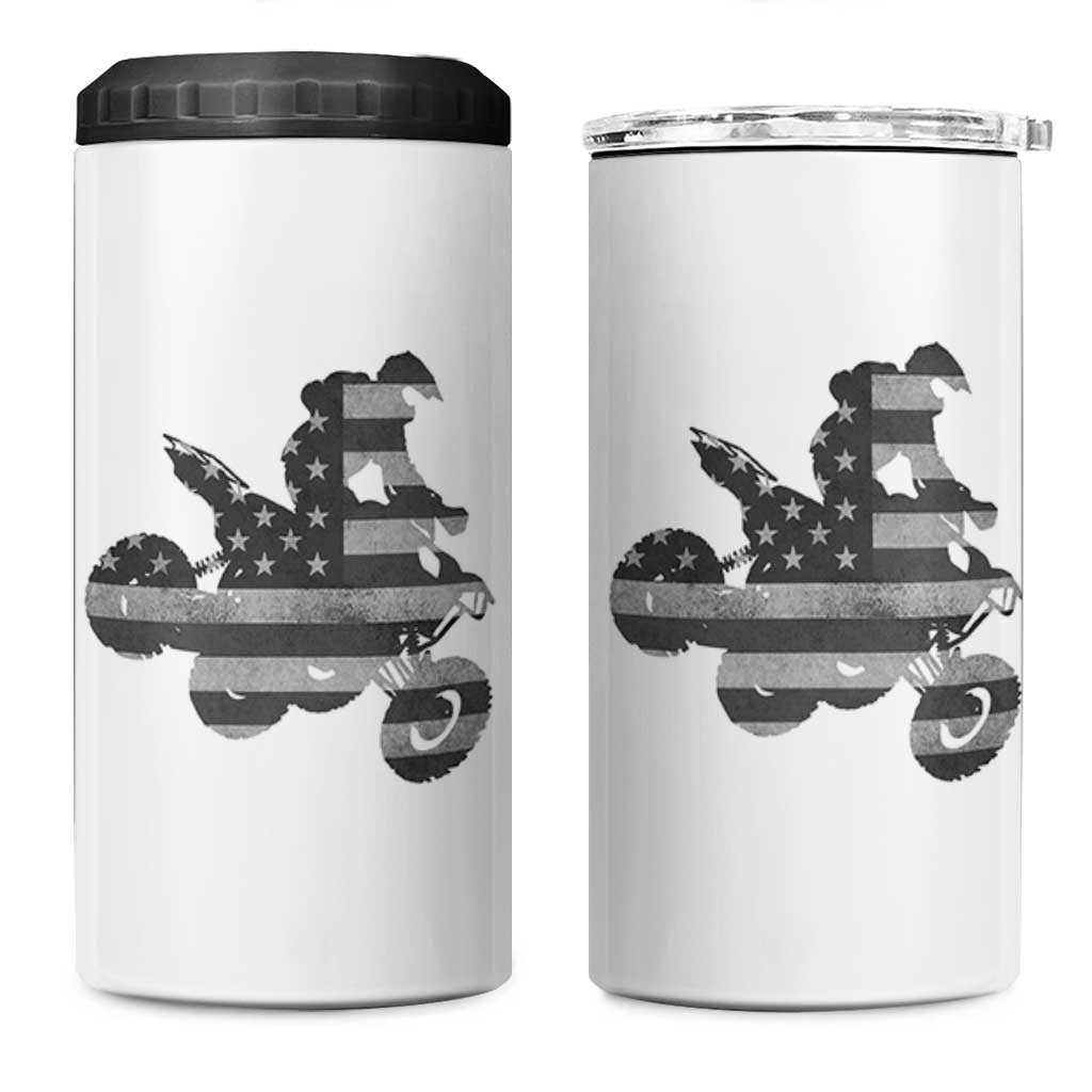 Cool ATV 4 in 1 Can Cooler Tumbler Quad 4 Wheeler ATV Riding American Flag - Wonder Print Shop