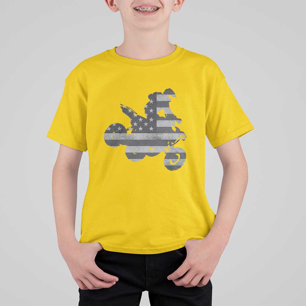 Cool ATV T Shirt For Kid Quad 4 Wheeler ATV Riding American Flag - Wonder Print Shop