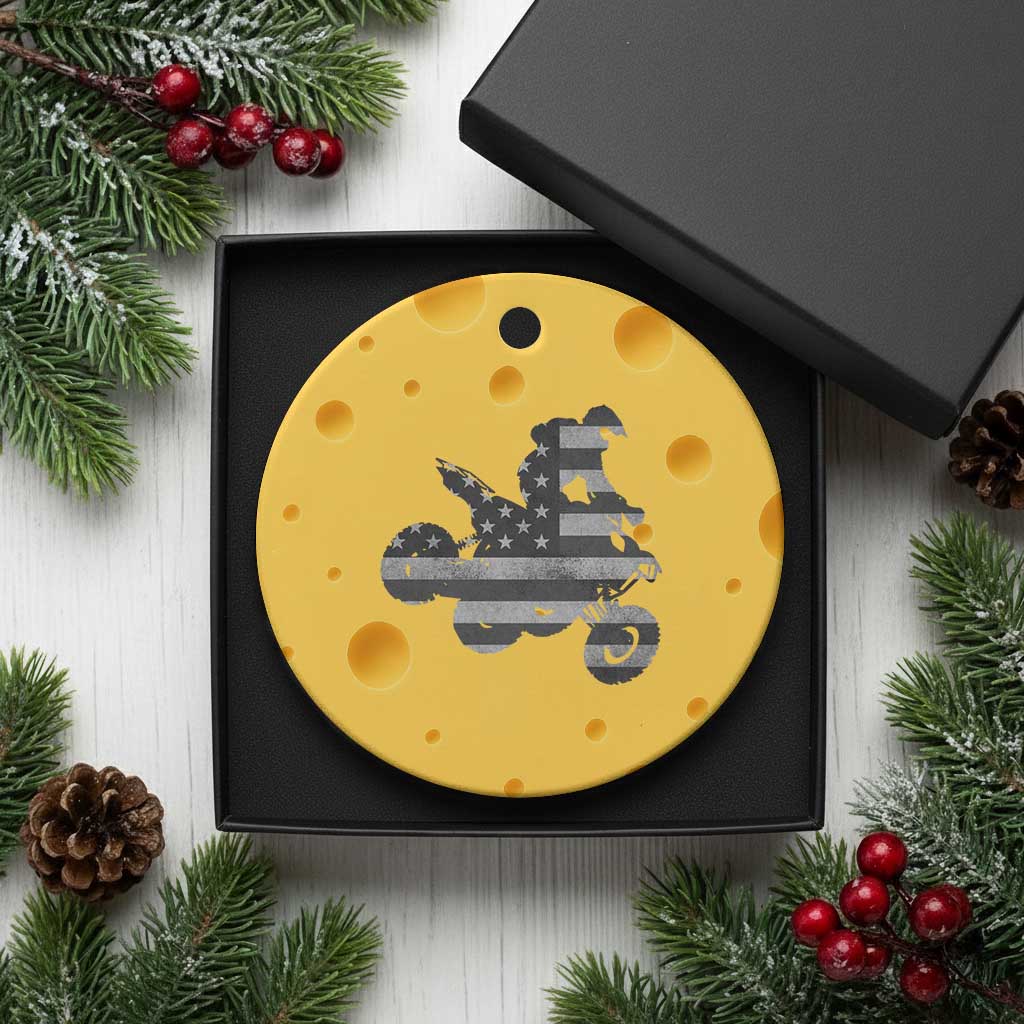 Cool ATV Ceramic Ornament Quad 4 Wheeler ATV Riding American Flag - Wonder Print Shop