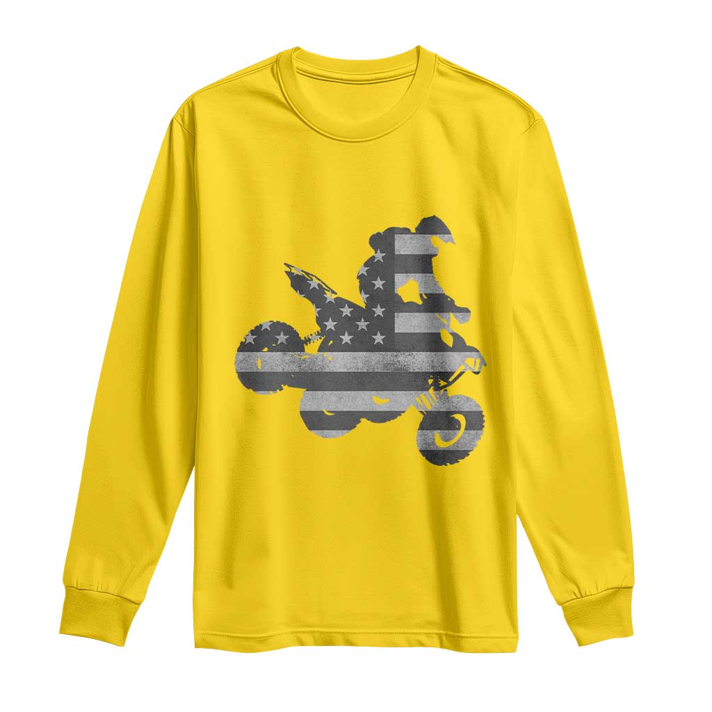 Cool ATV Long Sleeve Shirt Quad 4 Wheeler ATV Riding American Flag - Wonder Print Shop