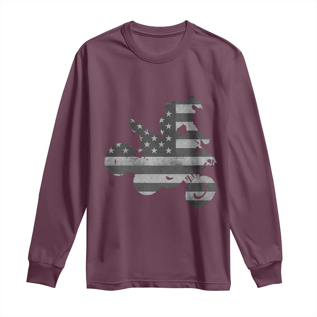 Cool ATV Long Sleeve Shirt Quad 4 Wheeler ATV Riding American Flag - Wonder Print Shop