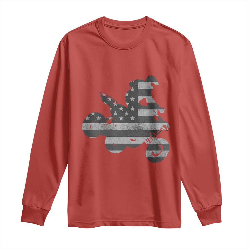 Cool ATV Long Sleeve Shirt Quad 4 Wheeler ATV Riding American Flag - Wonder Print Shop