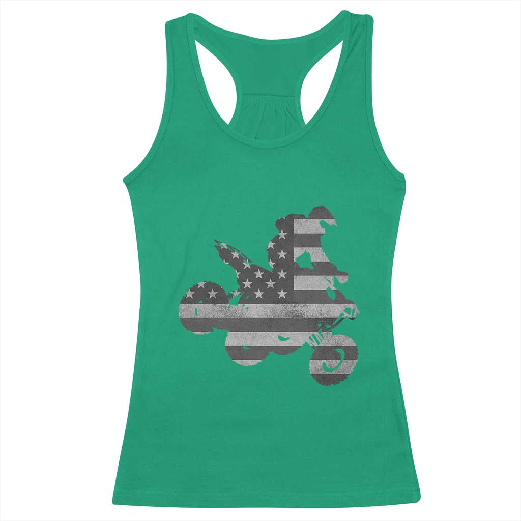 Cool ATV Racerback Tank Top Quad 4 Wheeler ATV Riding American Flag - Wonder Print Shop