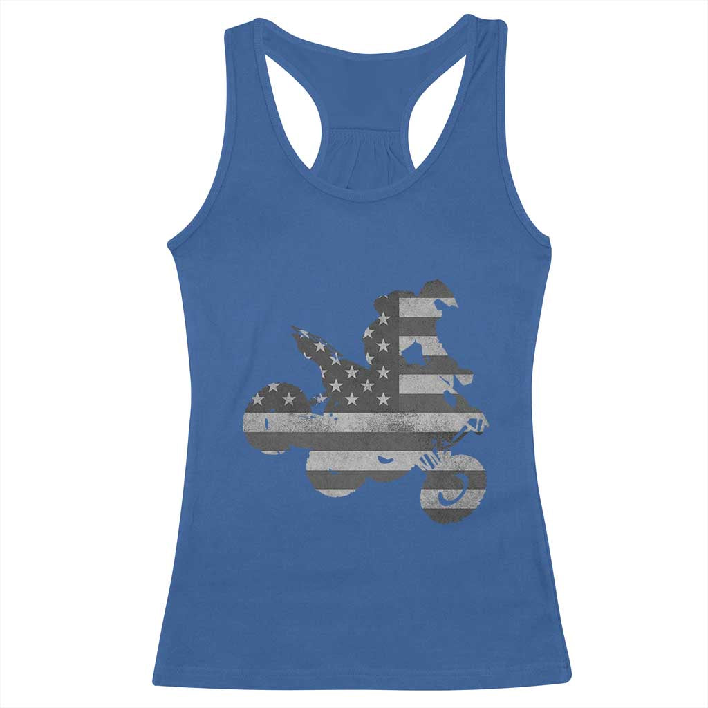Cool ATV Racerback Tank Top Quad 4 Wheeler ATV Riding American Flag - Wonder Print Shop
