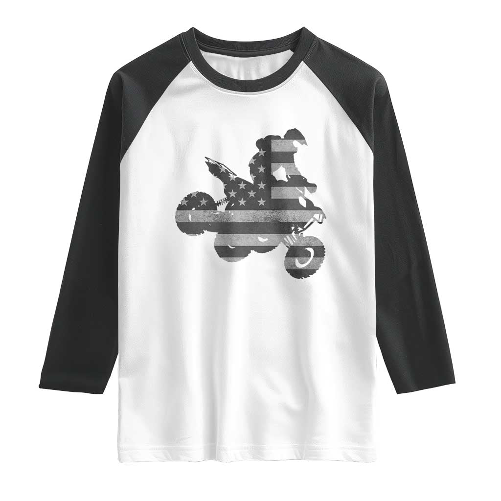 Cool ATV Raglan Shirt Quad 4 Wheeler ATV Riding American Flag - Wonder Print Shop