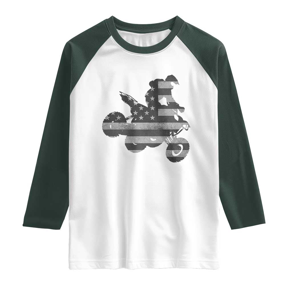 Cool ATV Raglan Shirt Quad 4 Wheeler ATV Riding American Flag - Wonder Print Shop
