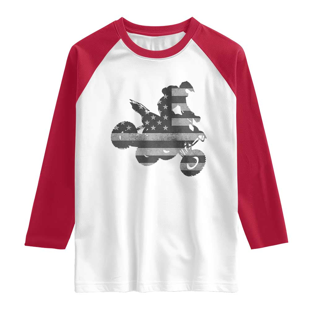 Cool ATV Raglan Shirt Quad 4 Wheeler ATV Riding American Flag - Wonder Print Shop