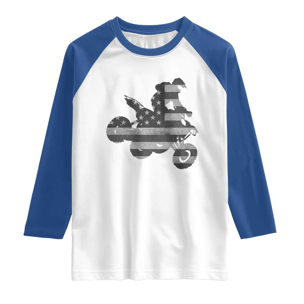 Cool ATV Raglan Shirt Quad 4 Wheeler ATV Riding American Flag - Wonder Print Shop