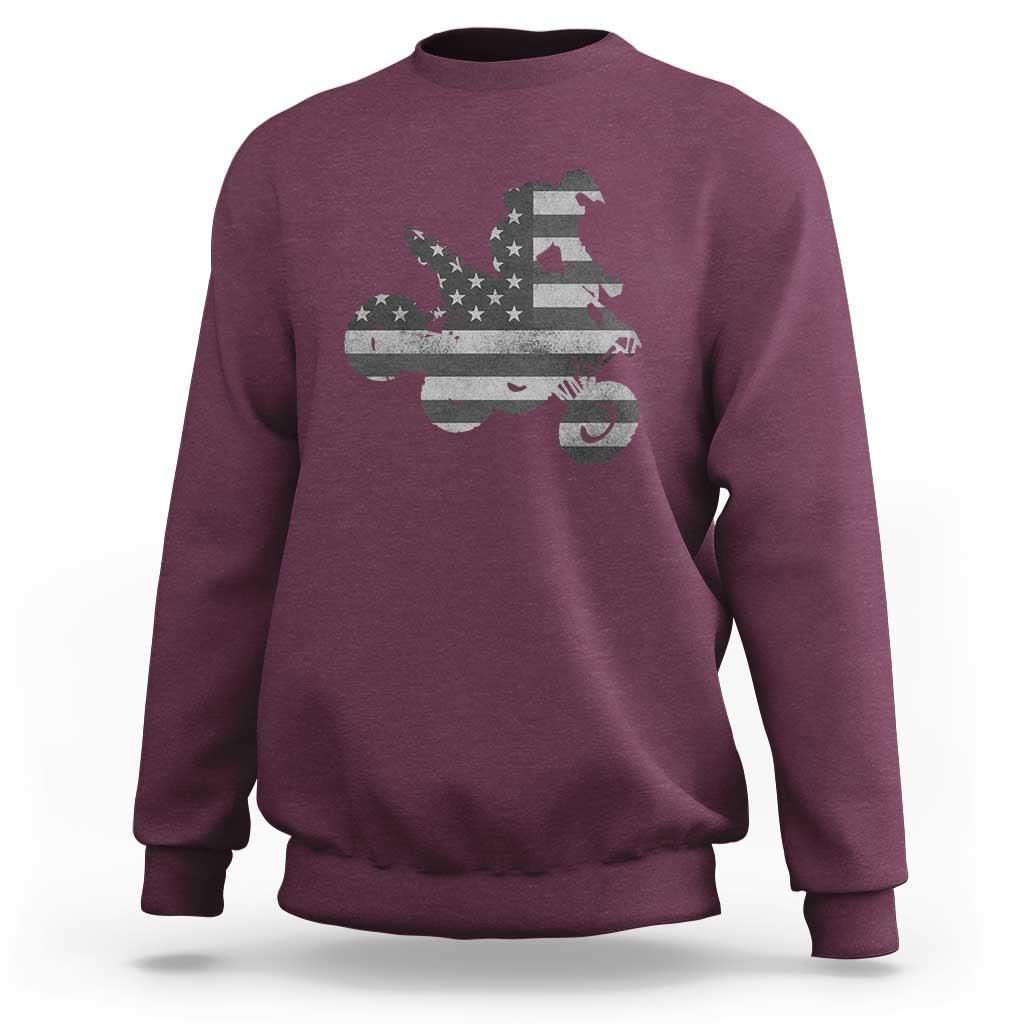 Cool ATV Sweatshirt Quad 4 Wheeler ATV Riding American Flag - Wonder Print Shop