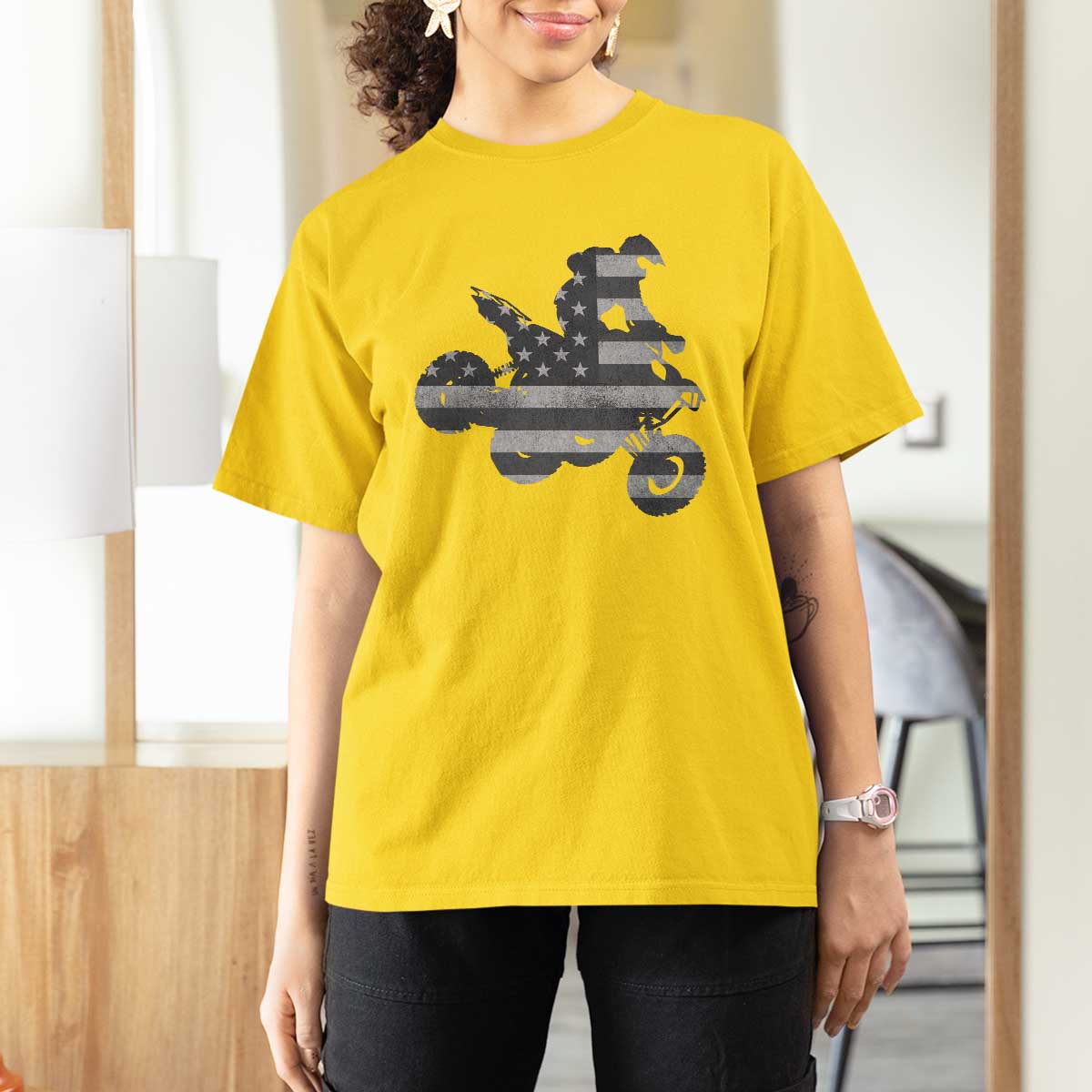 Cool ATV T Shirt For Women Quad 4 Wheeler ATV Riding American Flag - Wonder Print Shop