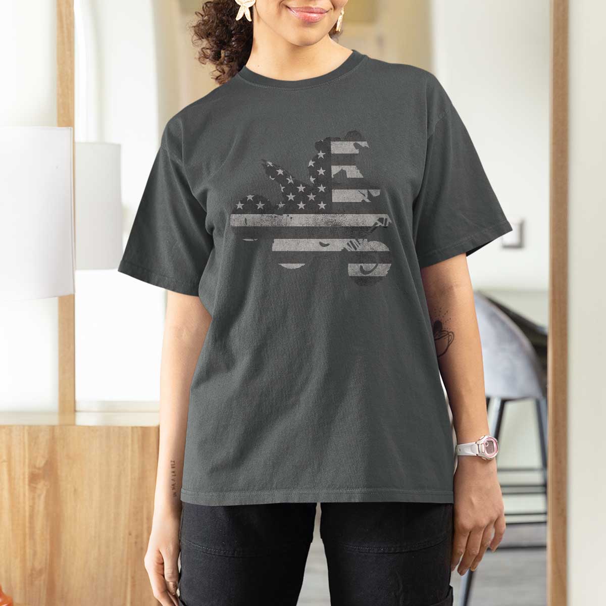 Cool ATV T Shirt For Women Quad 4 Wheeler ATV Riding American Flag - Wonder Print Shop