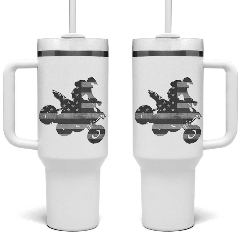 Cool ATV Tumbler With Handle Quad 4 Wheeler ATV Riding American Flag - Wonder Print Shop