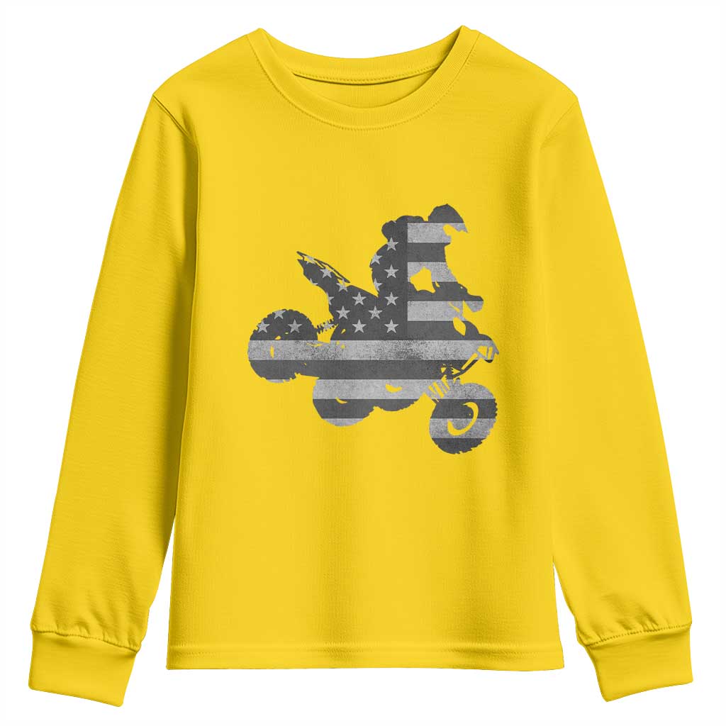 Cool ATV Youth Sweatshirt Quad 4 Wheeler ATV Riding American Flag - Wonder Print Shop