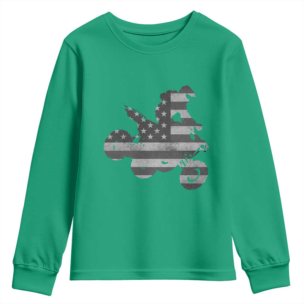 Cool ATV Youth Sweatshirt Quad 4 Wheeler ATV Riding American Flag - Wonder Print Shop