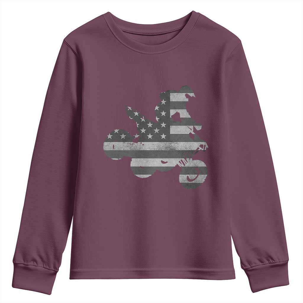 Cool ATV Youth Sweatshirt Quad 4 Wheeler ATV Riding American Flag - Wonder Print Shop