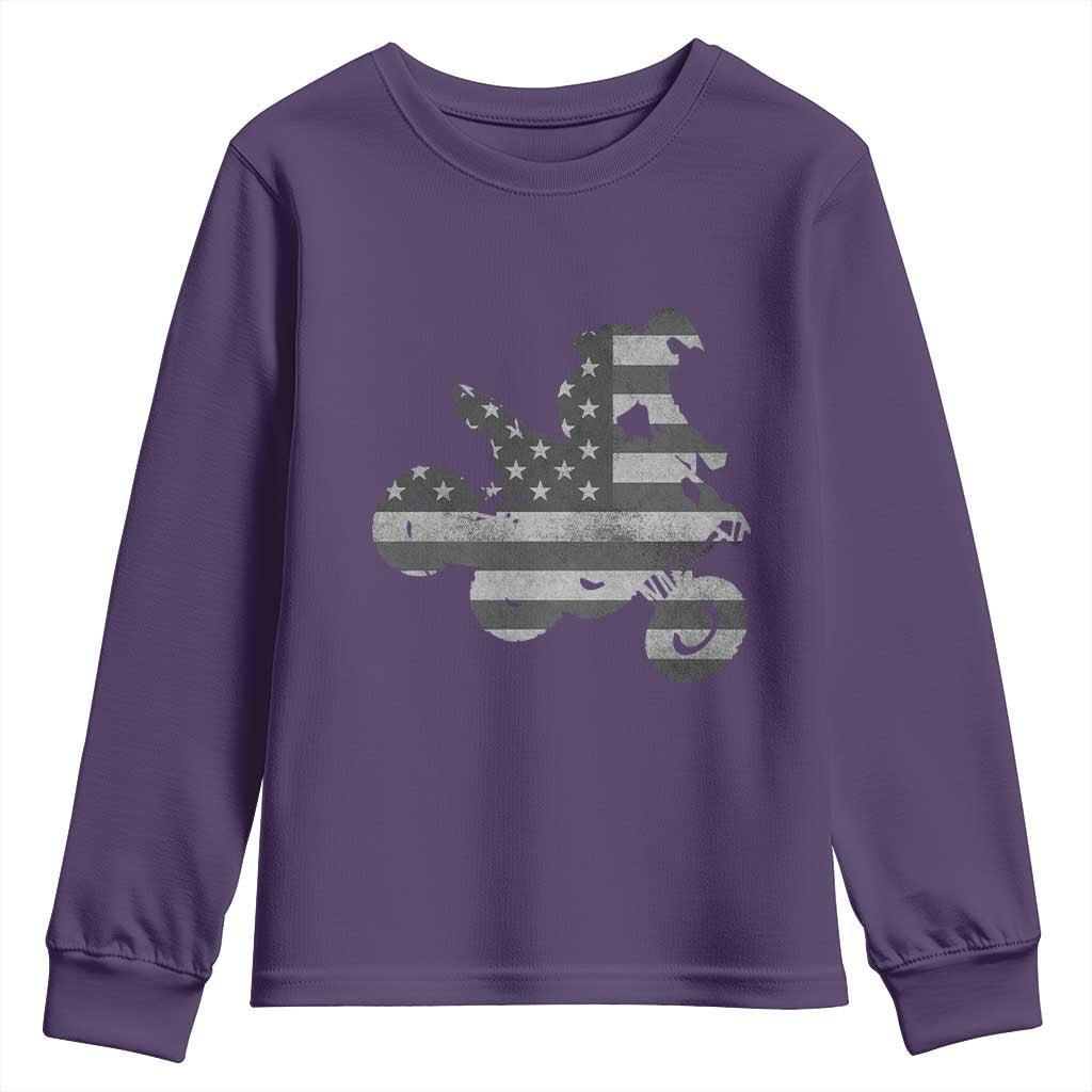 Cool ATV Youth Sweatshirt Quad 4 Wheeler ATV Riding American Flag - Wonder Print Shop