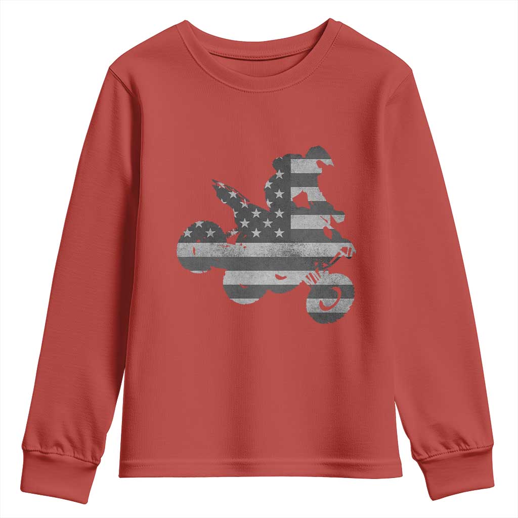 Cool ATV Youth Sweatshirt Quad 4 Wheeler ATV Riding American Flag - Wonder Print Shop