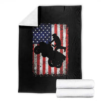 Cool ATV American Flag Throw Blanket Retro Quad 4 Wheeler ATV Riding Quadrider Off Road - Wonder Print Shop