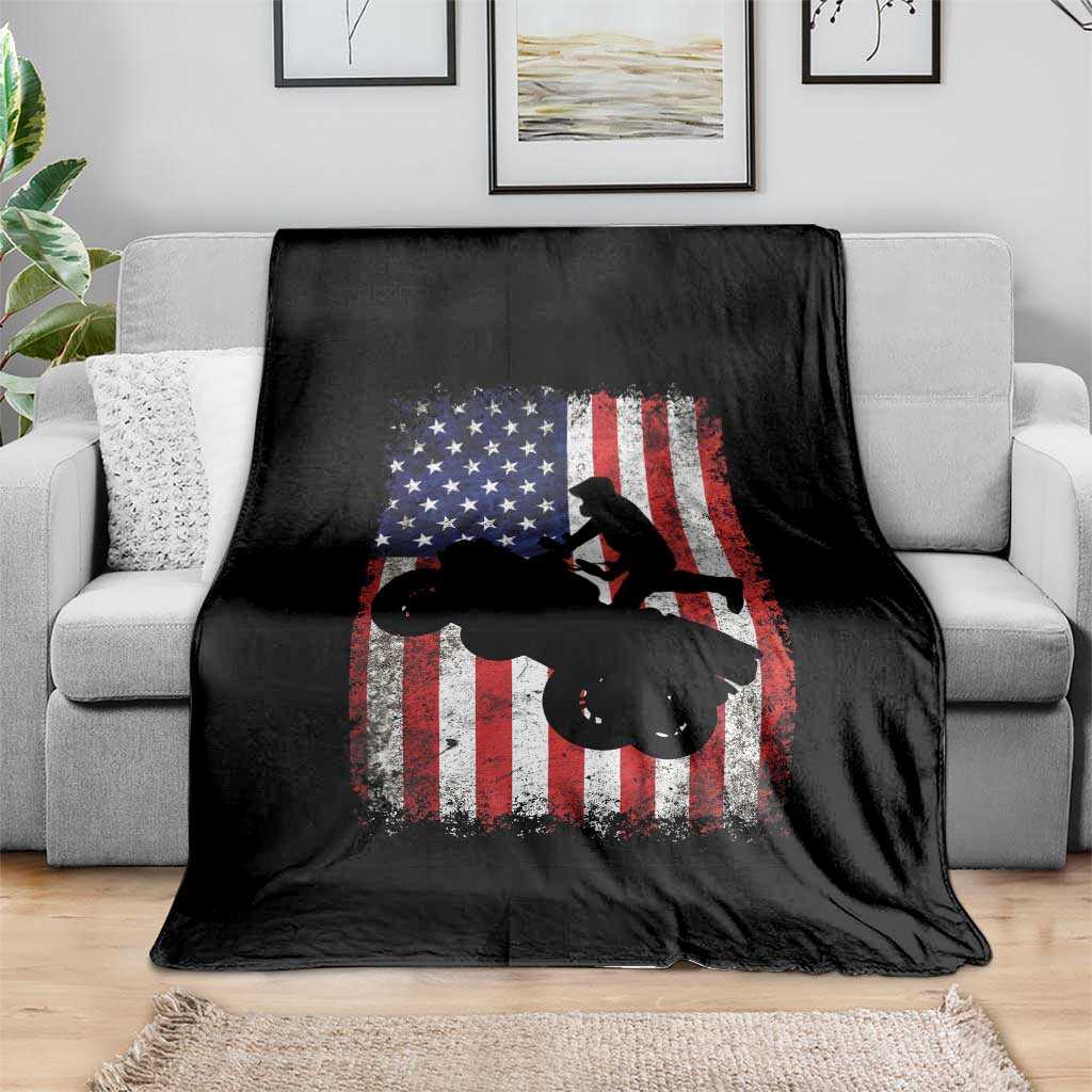 Cool ATV American Flag Throw Blanket Retro Quad 4 Wheeler ATV Riding Quadrider Off Road - Wonder Print Shop