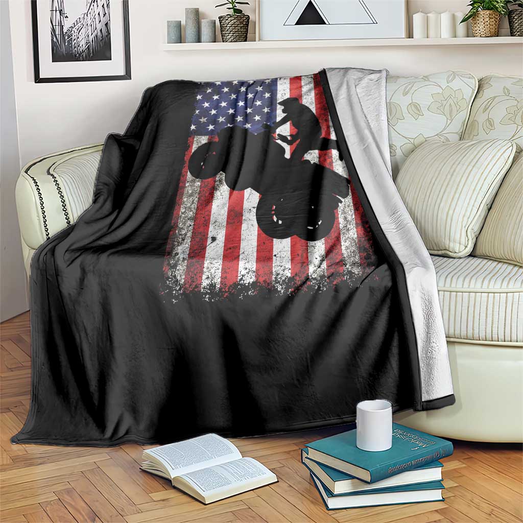 Cool ATV American Flag Throw Blanket Retro Quad 4 Wheeler ATV Riding Quadrider Off Road - Wonder Print Shop