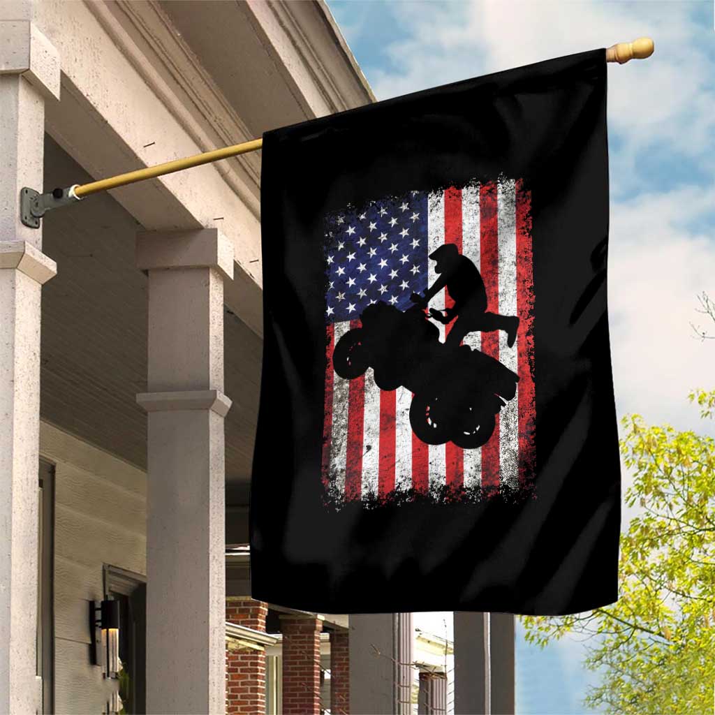 Cool ATV American Flag Garden Flag Retro Quad 4 Wheeler ATV Riding Quadrider Off Road - Wonder Print Shop