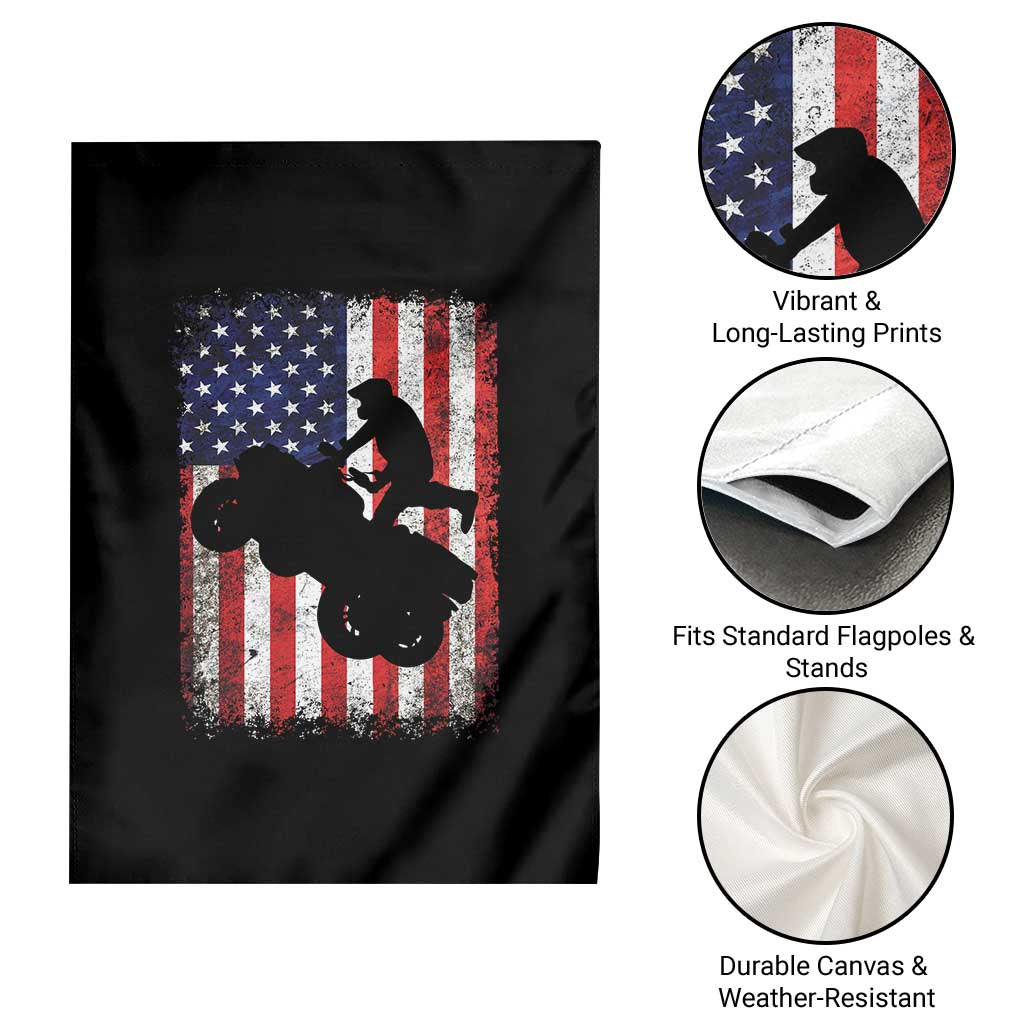Cool ATV American Flag Garden Flag Retro Quad 4 Wheeler ATV Riding Quadrider Off Road - Wonder Print Shop