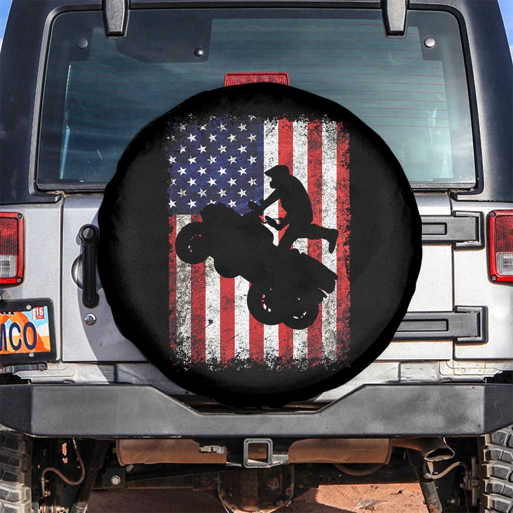 Cool ATV American Flag Spare Tire Cover Retro Quad 4 Wheeler ATV Riding Quadrider Off Road - Wonder Print Shop