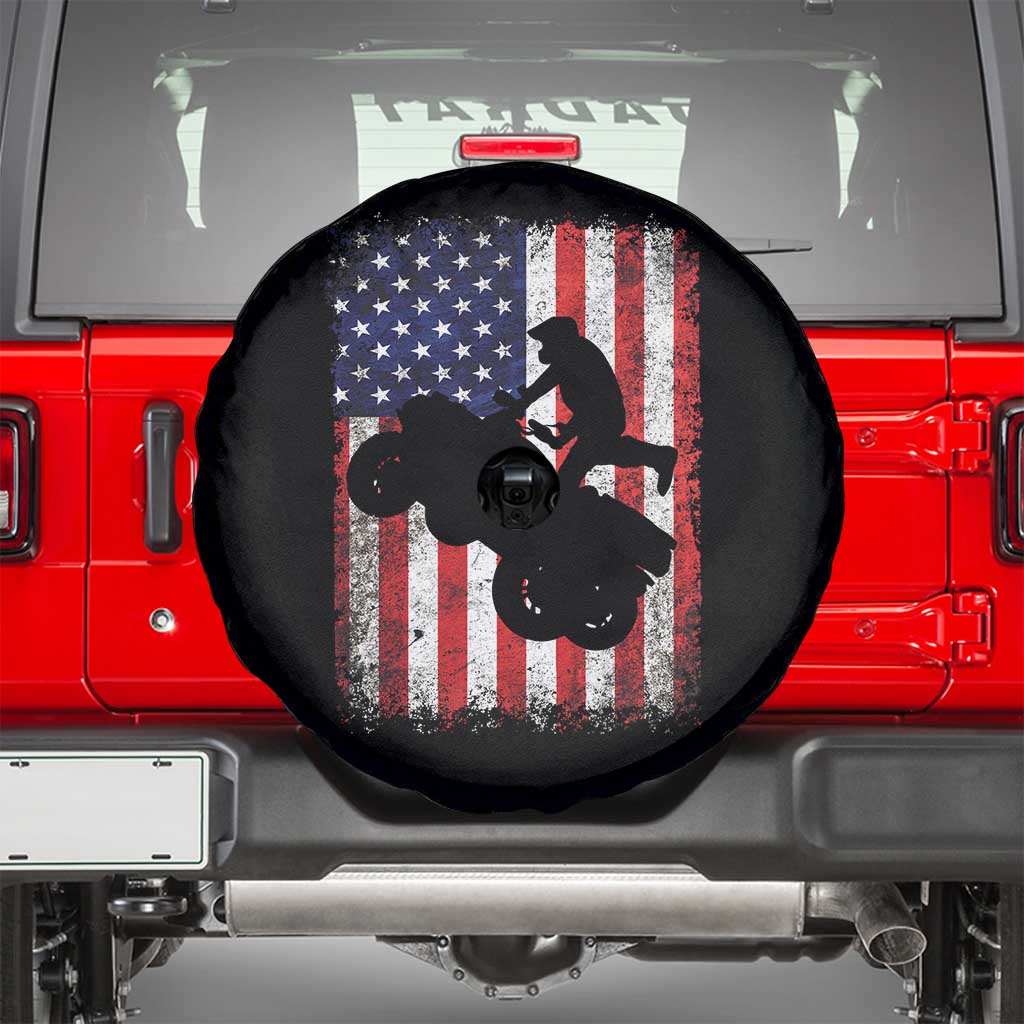 Cool ATV American Flag Spare Tire Cover Retro Quad 4 Wheeler ATV Riding Quadrider Off Road - Wonder Print Shop