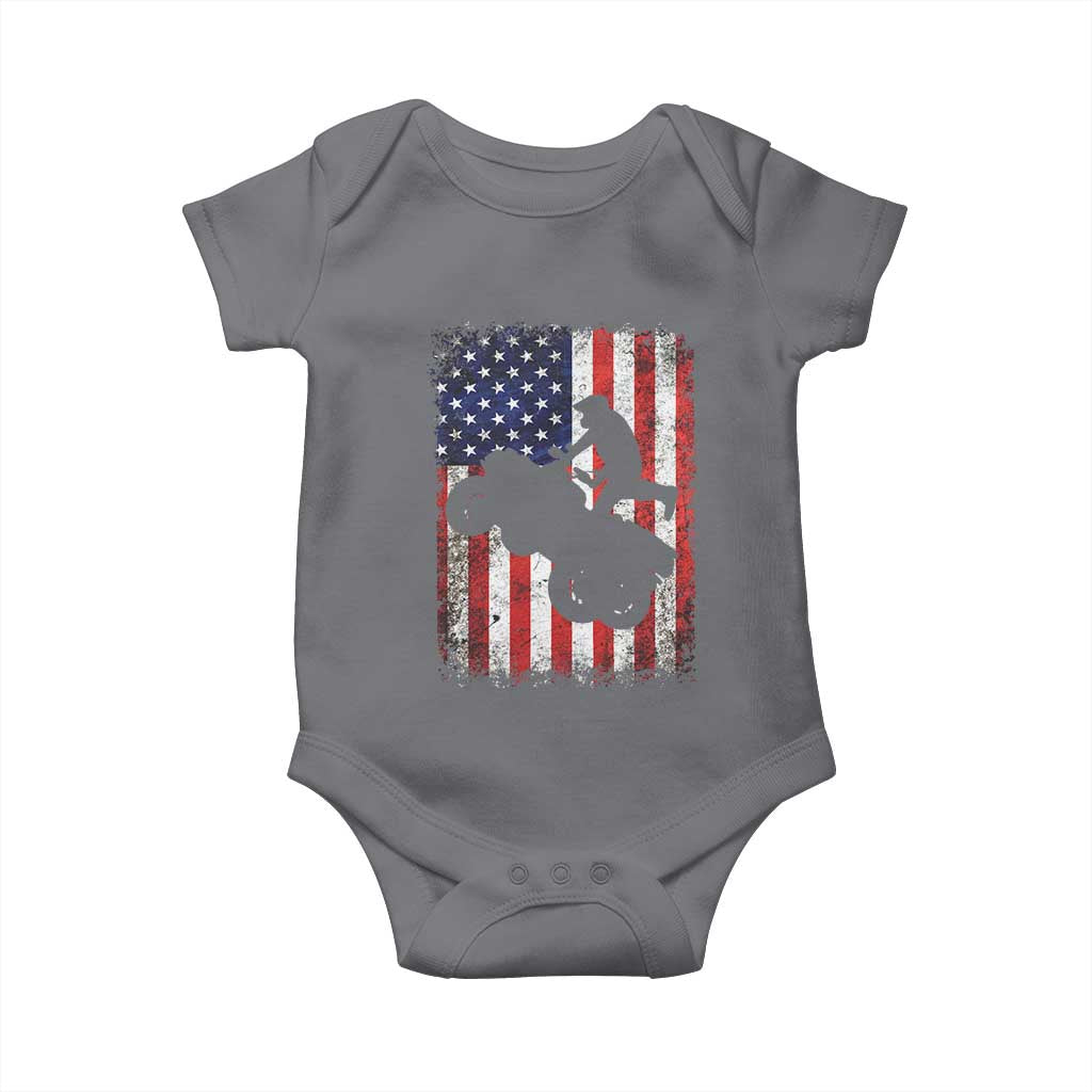 Cool ATV American Flag Baby Onesie Retro Quad 4 Wheeler ATV Riding Quadrider Off Road - Wonder Print Shop