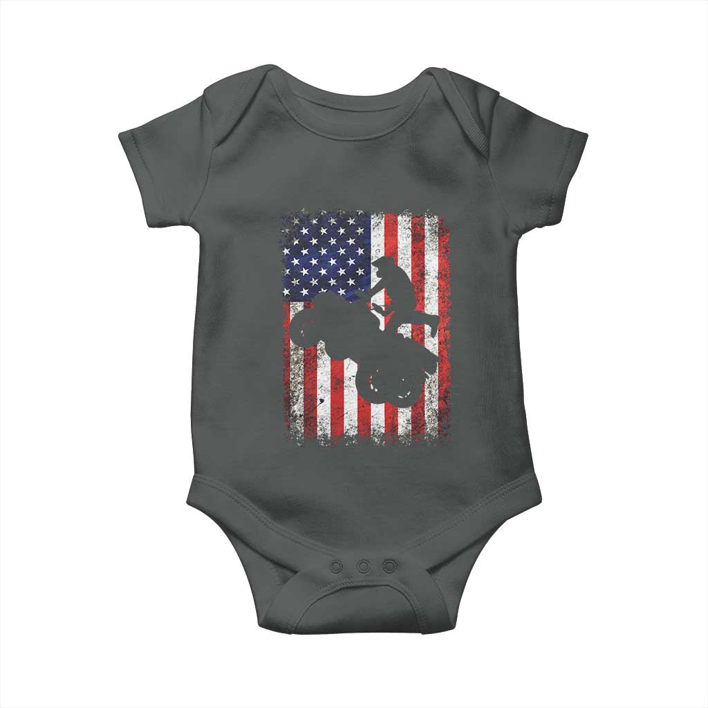Cool ATV American Flag Baby Onesie Retro Quad 4 Wheeler ATV Riding Quadrider Off Road - Wonder Print Shop
