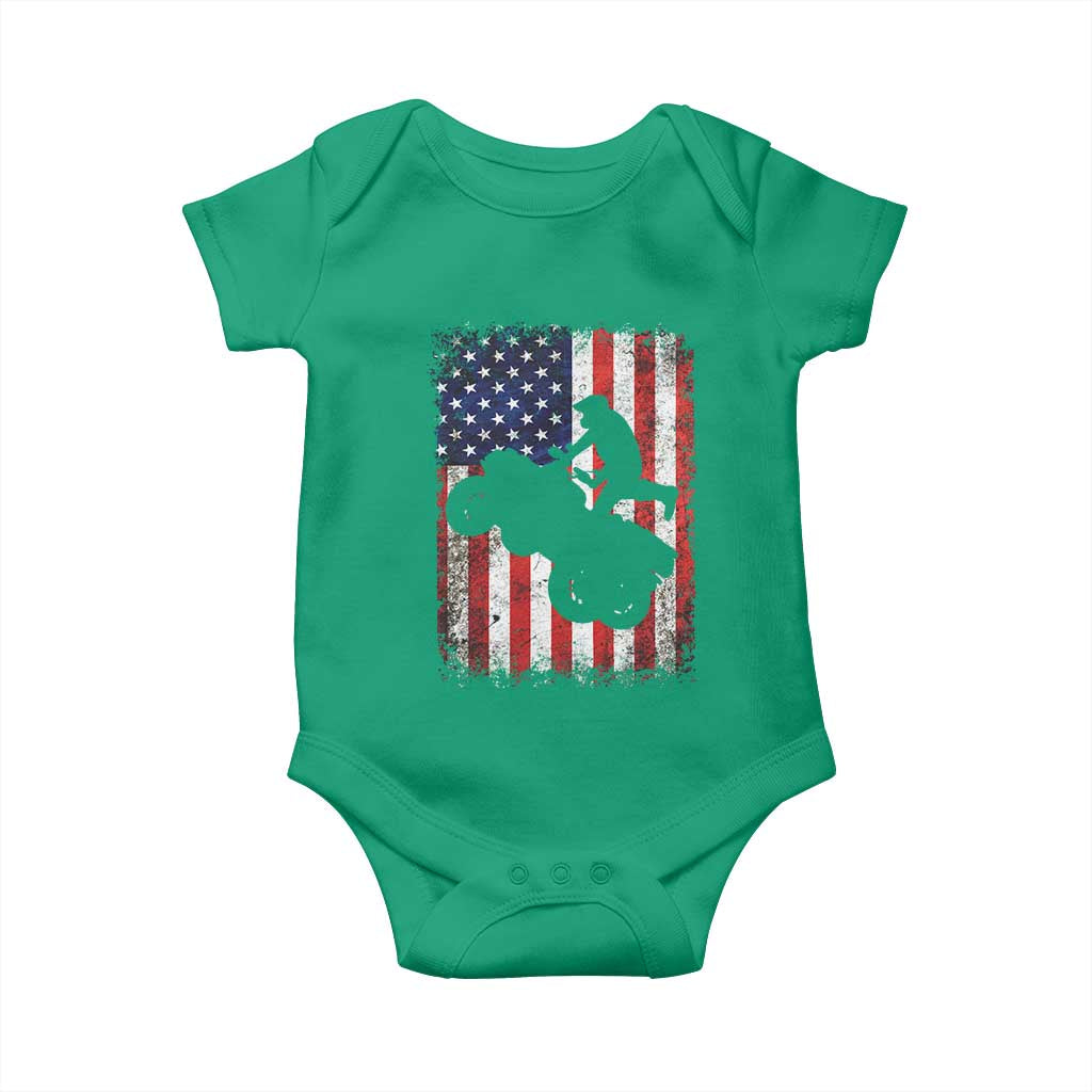 Cool ATV American Flag Baby Onesie Retro Quad 4 Wheeler ATV Riding Quadrider Off Road - Wonder Print Shop