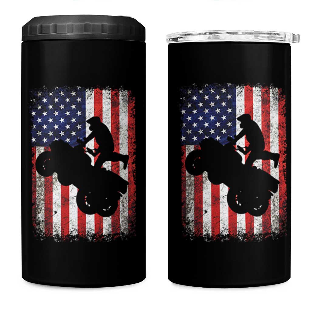Cool ATV American Flag 4 in 1 Can Cooler Tumbler Retro Quad 4 Wheeler ATV Riding Quadrider Off Road - Wonder Print Shop
