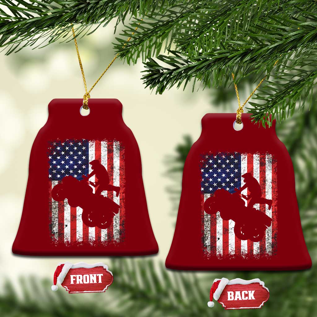 Cool ATV American Flag Ceramic Ornament Retro Quad 4 Wheeler ATV Riding Quadrider Off Road - Wonder Print Shop
