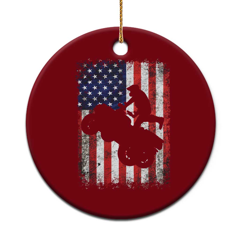 Cool ATV American Flag Ceramic Ornament Retro Quad 4 Wheeler ATV Riding Quadrider Off Road - Wonder Print Shop