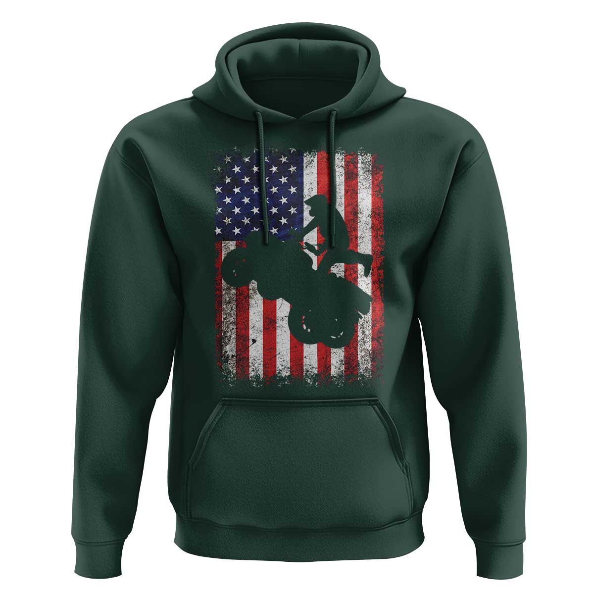 Cool ATV American Flag Hoodie Retro Quad 4 Wheeler ATV Riding Quadrider Off Road - Wonder Print Shop