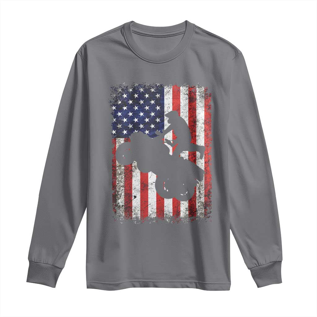 Cool ATV American Flag Long Sleeve Shirt Retro Quad 4 Wheeler ATV Riding Quadrider Off Road - Wonder Print Shop