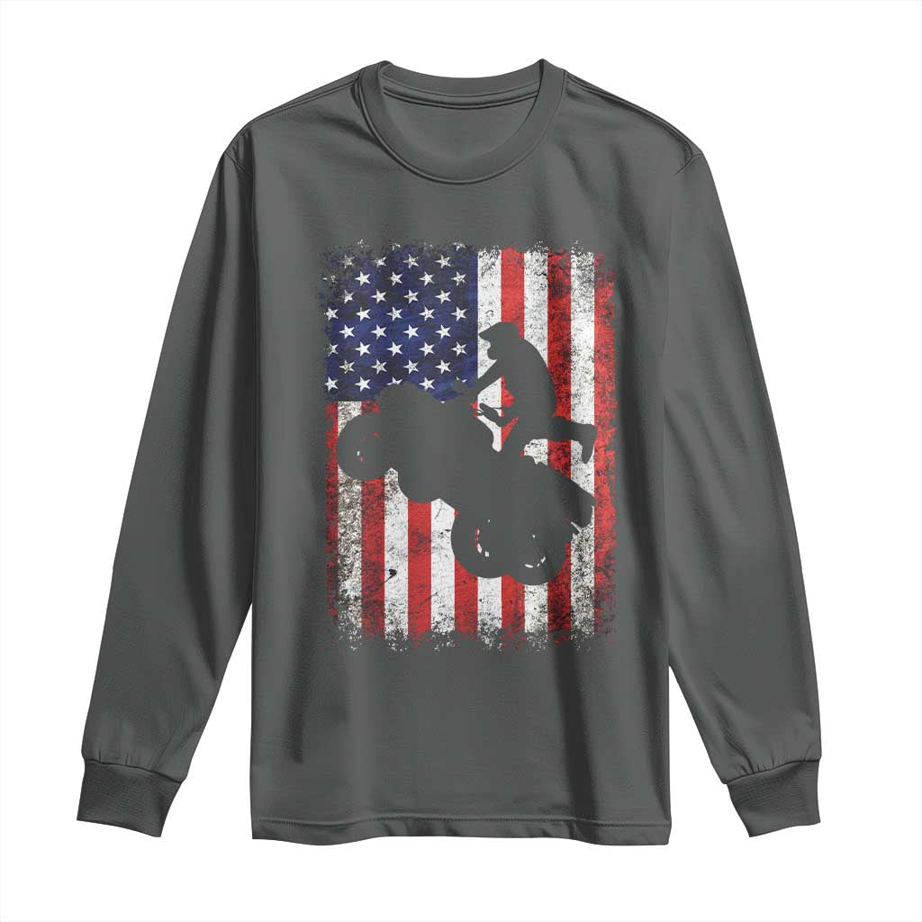 Cool ATV American Flag Long Sleeve Shirt Retro Quad 4 Wheeler ATV Riding Quadrider Off Road - Wonder Print Shop