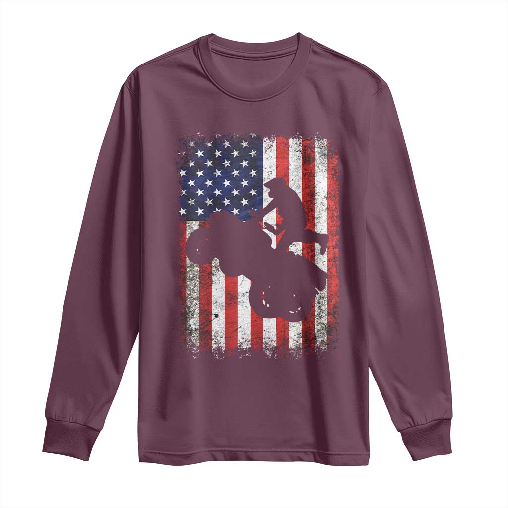 Cool ATV American Flag Long Sleeve Shirt Retro Quad 4 Wheeler ATV Riding Quadrider Off Road - Wonder Print Shop