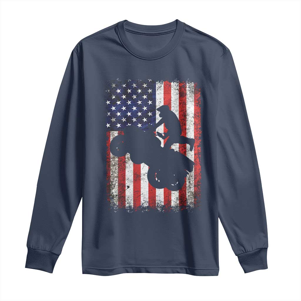 Cool ATV American Flag Long Sleeve Shirt Retro Quad 4 Wheeler ATV Riding Quadrider Off Road - Wonder Print Shop
