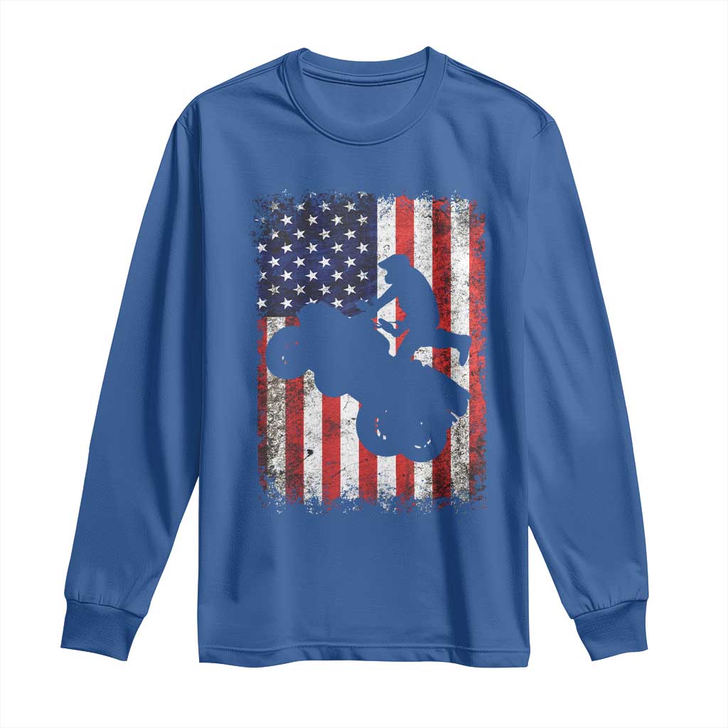 Cool ATV American Flag Long Sleeve Shirt Retro Quad 4 Wheeler ATV Riding Quadrider Off Road - Wonder Print Shop