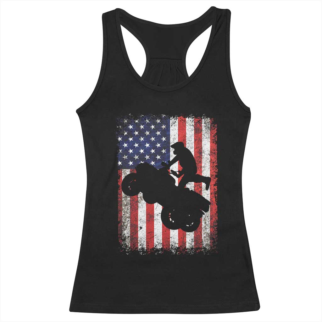 Cool ATV American Flag Racerback Tank Top Retro Quad 4 Wheeler ATV Riding Quadrider Off Road - Wonder Print Shop