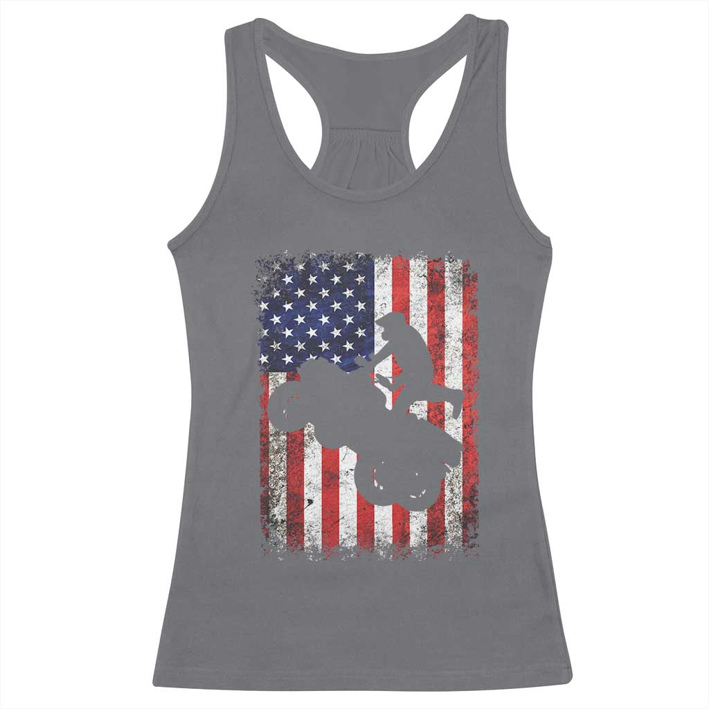 Cool ATV American Flag Racerback Tank Top Retro Quad 4 Wheeler ATV Riding Quadrider Off Road - Wonder Print Shop