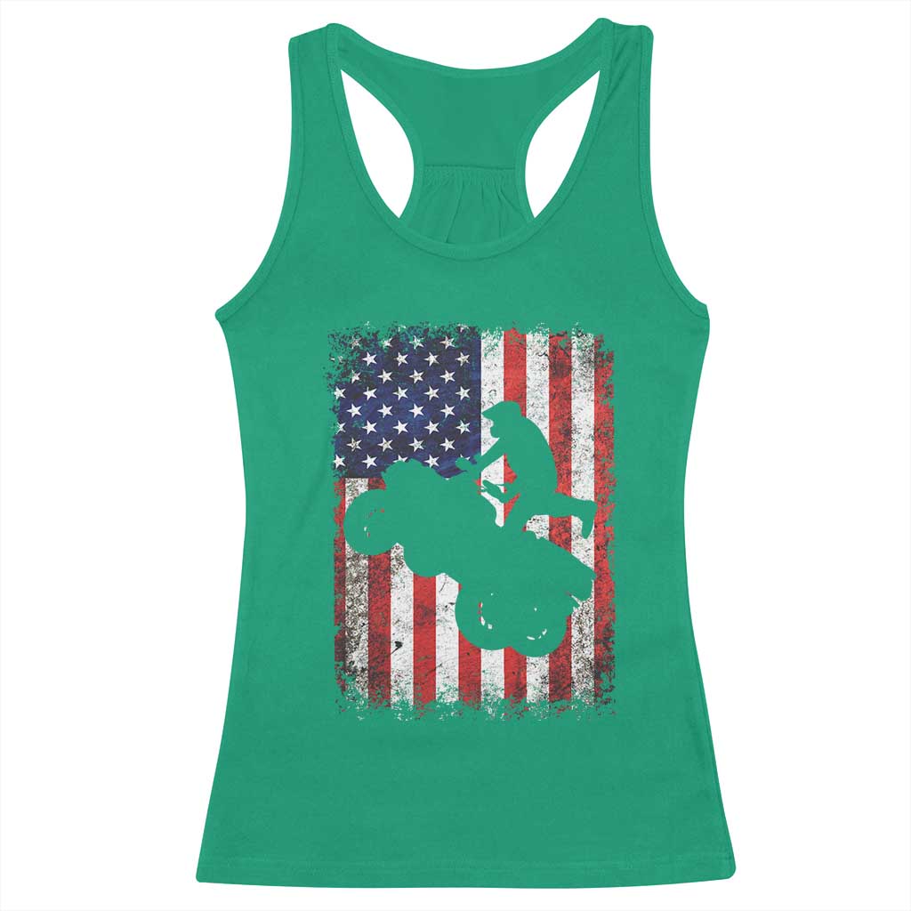 Cool ATV American Flag Racerback Tank Top Retro Quad 4 Wheeler ATV Riding Quadrider Off Road - Wonder Print Shop