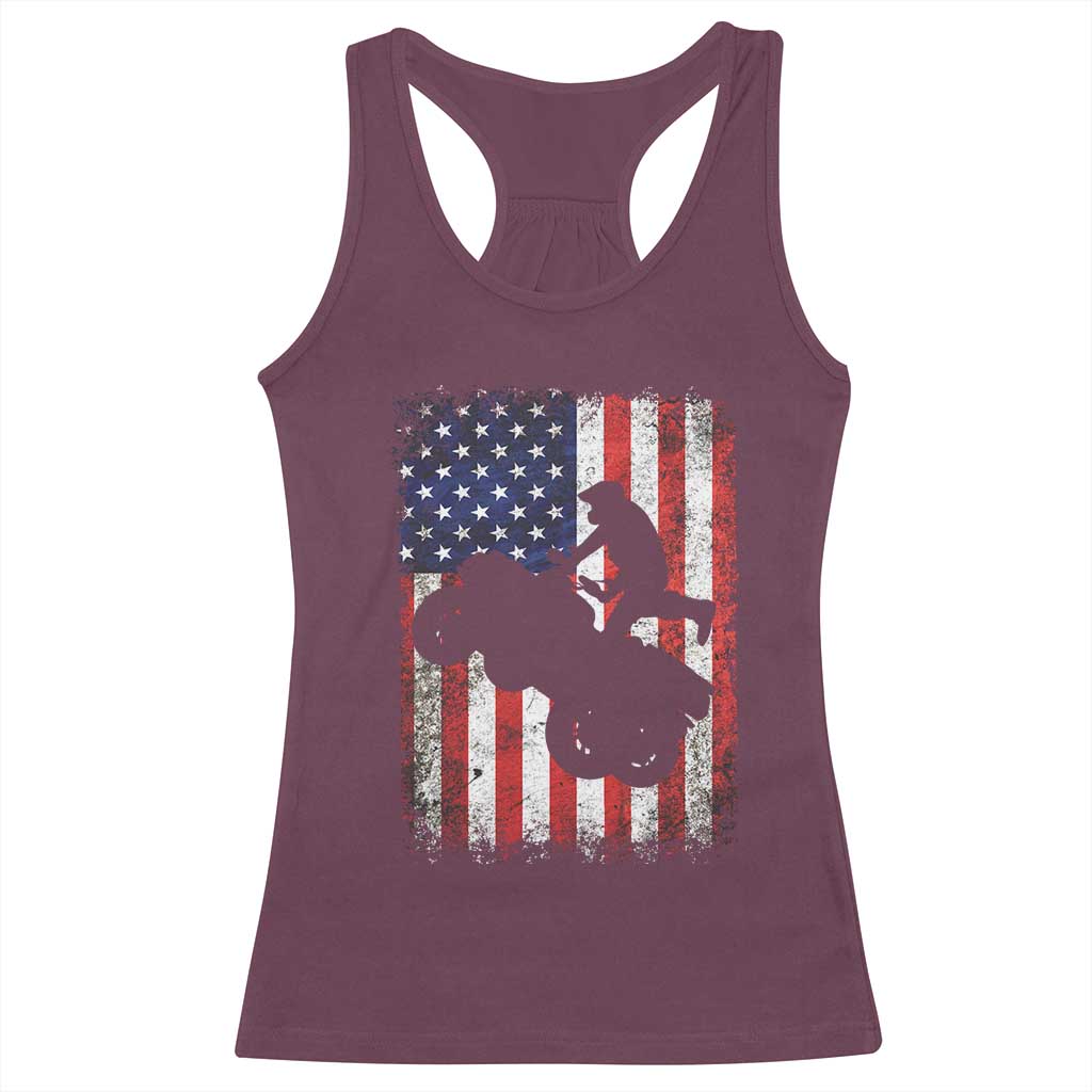 Cool ATV American Flag Racerback Tank Top Retro Quad 4 Wheeler ATV Riding Quadrider Off Road - Wonder Print Shop
