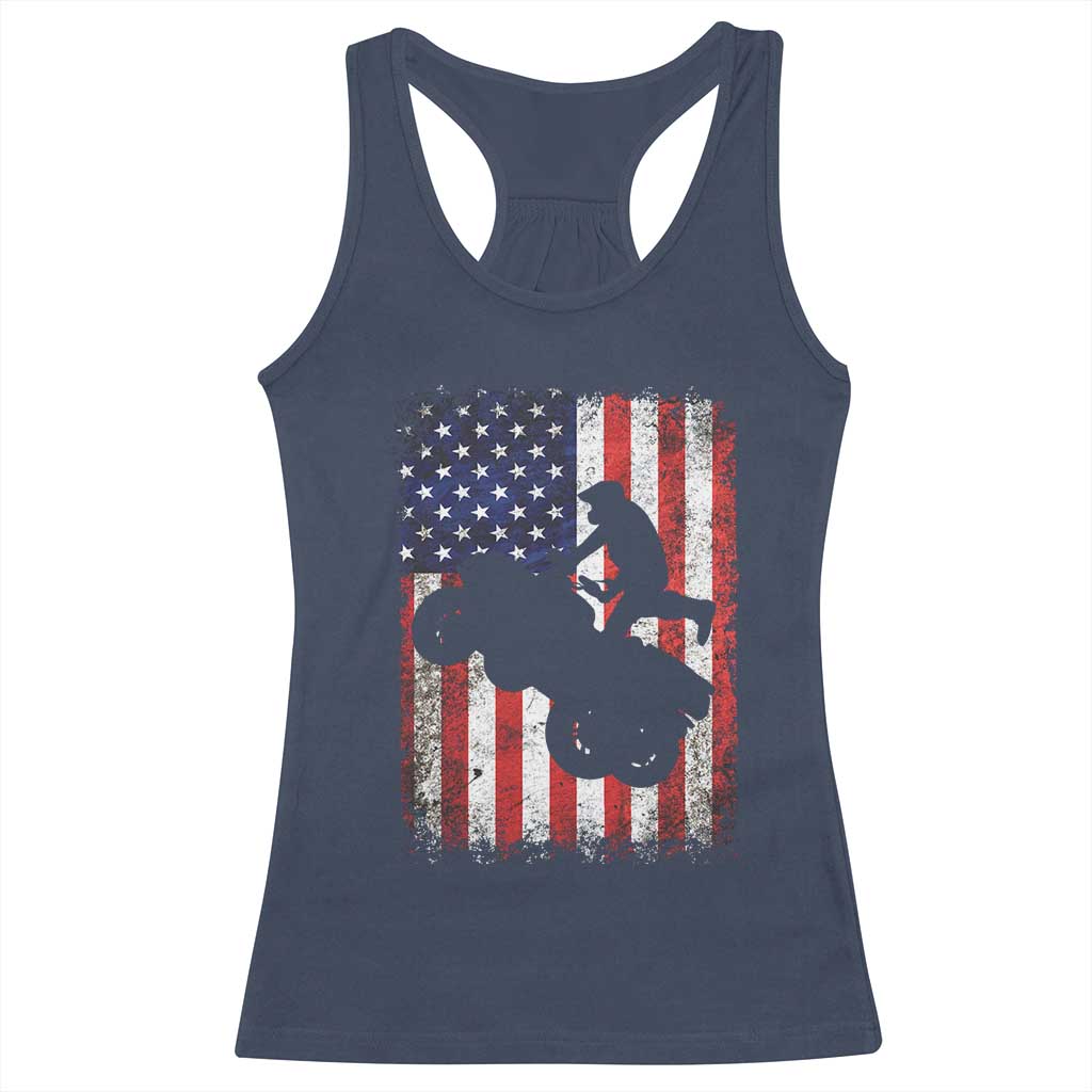 Cool ATV American Flag Racerback Tank Top Retro Quad 4 Wheeler ATV Riding Quadrider Off Road - Wonder Print Shop