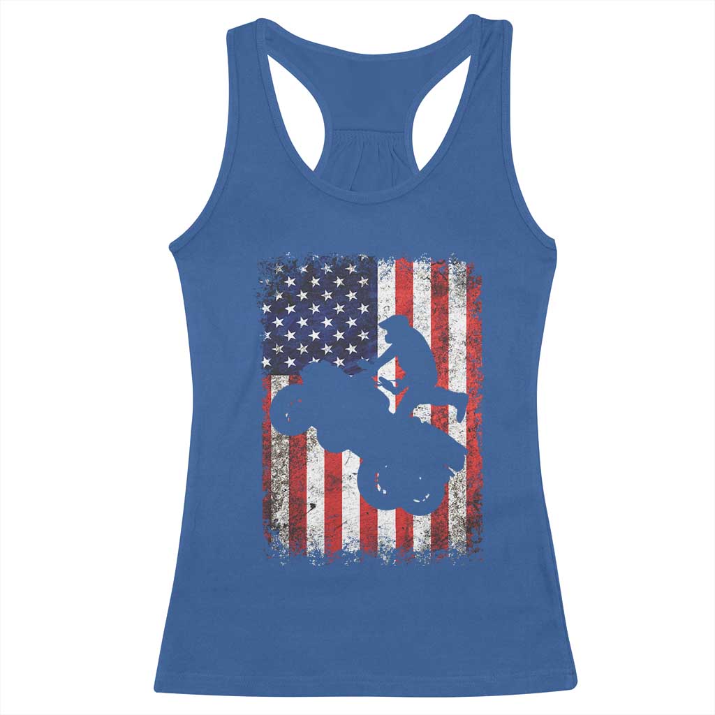 Cool ATV American Flag Racerback Tank Top Retro Quad 4 Wheeler ATV Riding Quadrider Off Road - Wonder Print Shop